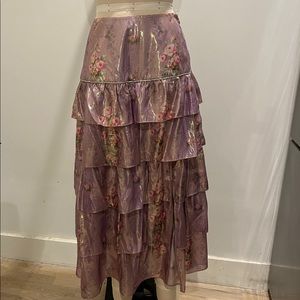 Loveshackfancy metallic midi skirt floral
